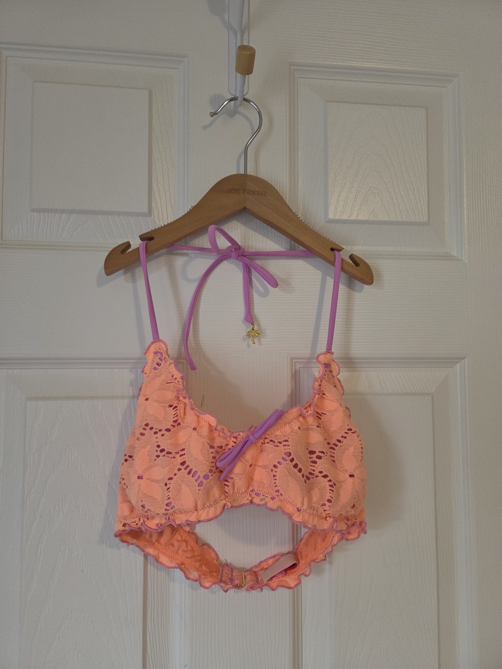 Victoria's Secret Peach and Purple Lace Bikini Top